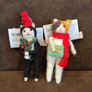 Target wondershop 2023 pair of Christmas cat ornaments, plush NWT